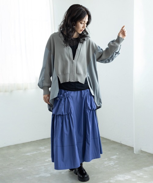 バックロングジップニットカーディガン（ニット/セーター）｜OSMOSIS