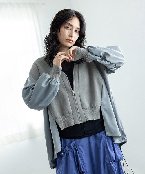 バックロングジップニットカーディガン（ニット/セーター）｜OSMOSIS