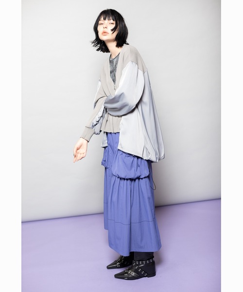 バックロングジップニットカーディガン（ニット/セーター）｜OSMOSIS