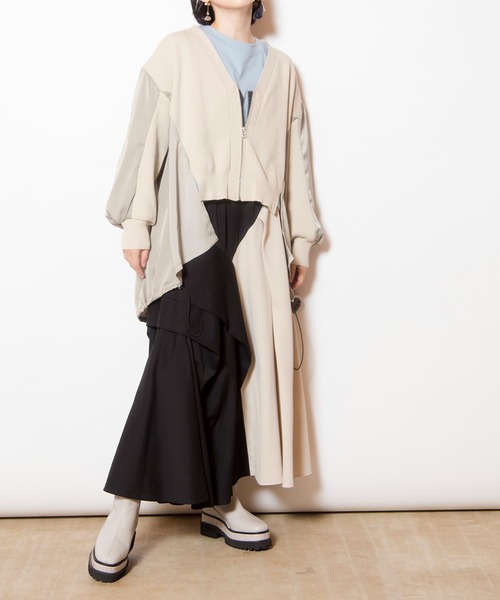 オズモーシス　バックロングジップニットカーディガン　新品未使用 セール】バックロングジップニットカーディガン（ニット/セーター