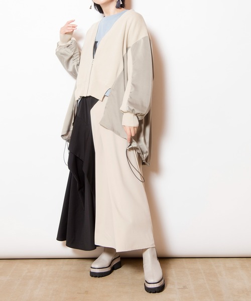 バックロングジップニットカーディガン（ニット/セーター）｜OSMOSIS