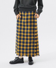 ロンドンガール❗️【アメリカ古着】超美品！巻きスカートツイード生地イエロー黄色 セール】 ◇ベルト付き巻きスカート （スカート）｜human woman