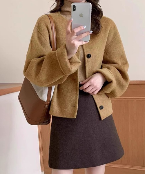 aimoha(アイモハ)の「ソフトシャギーショートウールジャケット (AW)(その他アウター・レディース・ブラック/グレー/ベージュ・FREE)」の9枚目の写真