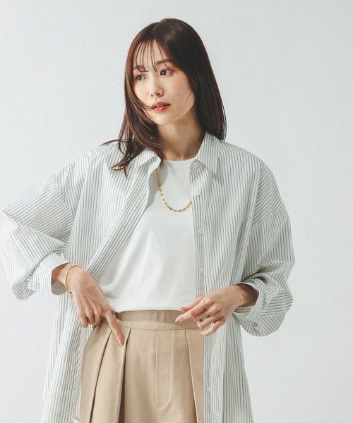 GLOBAL WORK（グローバルワーク）の「365日マイスタイルシャツ/571317（シャツ/ブラウス・レディース・ブルー/オフホワイト/その他/ライトブルー/スカイブルー/サックスブルー/ライトベージュ/イエロー/ブルー系その他/ブラウン系その他/ピンク系その他/グレー・MEDIUM/LARGE/SMALL）」の3枚目の写真