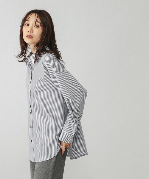 GLOBAL WORK（グローバルワーク）の「365日マイスタイルシャツ/571317（シャツ/ブラウス・レディース・ブルー/オフホワイト/その他/ライトブルー/スカイブルー/サックスブルー/ライトベージュ/イエロー/ブルー系その他/ブラウン系その他/ピンク系その他/グレー・MEDIUM/LARGE/SMALL）」の7枚目の写真