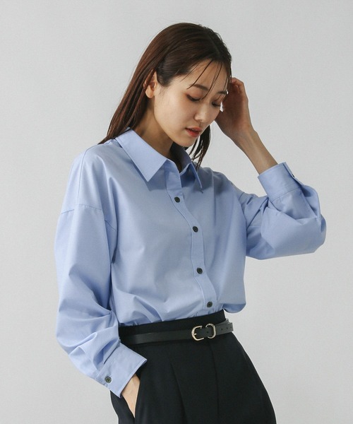 GLOBAL WORK(グローバルワーク)の「365日マイスタイルシャツ/571317(シャツ/ブラウス・レディース・ブルー/オフホワイト/その他/ライトブルー/スカイブルー/サックスブルー/ライトベージュ/イエロー/ブルー系その他/ブラウン系その他/ピンク系その他/グレー/ライトカーキ/カーキ系5/ライトピンク/ベージュ系その他2/ホワイト×レッド・MEDIUM/LARGE/SMALL/X-SMALL/X-LARGE)」の18枚目の写真