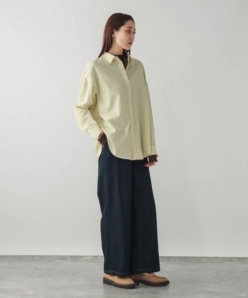 GLOBAL WORK（グローバルワーク）の「365日マイスタイルシャツ/571317（シャツ/ブラウス・レディース・ブルー/オフホワイト/その他/ライトブルー/スカイブルー/サックスブルー/ライトベージュ/イエロー/ブルー系その他/ブラウン系その他/ピンク系その他/グレー・MEDIUM/LARGE/SMALL）」の14枚目の写真