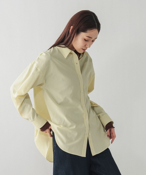 GLOBAL WORK（グローバルワーク）の「365日マイスタイルシャツ/571317（シャツ/ブラウス・レディース・ブルー/オフホワイト/その他/ライトブルー/スカイブルー/サックスブルー/ライトベージュ/イエロー/ブルー系その他/ブラウン系その他/ピンク系その他/グレー・MEDIUM/LARGE/SMALL）」の15枚目の写真