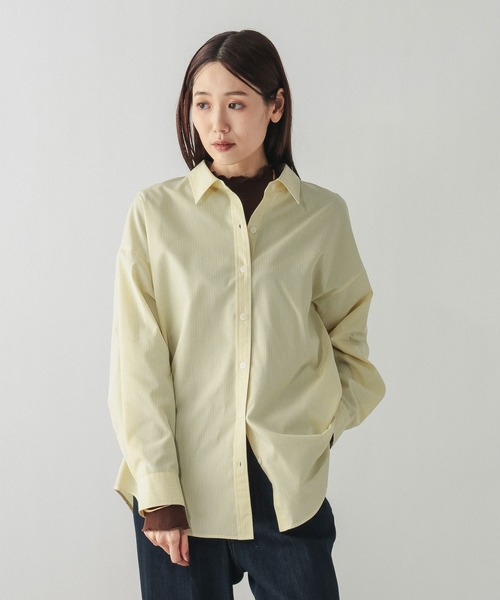 GLOBAL WORK（グローバルワーク）の「365日マイスタイルシャツ/571317（シャツ/ブラウス・レディース・ブルー/オフホワイト/その他/ライトブルー/スカイブルー/サックスブルー/ライトベージュ/イエロー/ブルー系その他/ブラウン系その他/ピンク系その他/グレー・MEDIUM/LARGE/SMALL）」の16枚目の写真