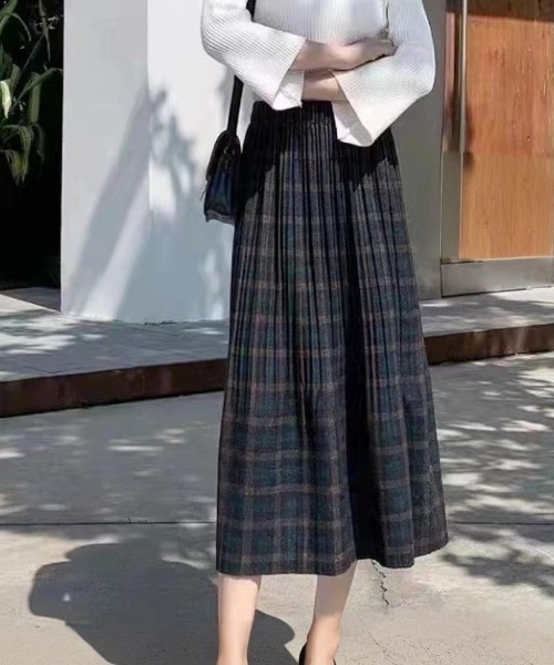cammie(キャミー)の「チェックミモレ丈Aラインスカート(スカート・レディース・グレー/イエロー/グリーン・F)」の2枚目の写真