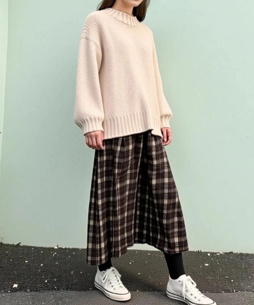 cammie(キャミー)の「チェックミモレ丈Aラインスカート(スカート・レディース・グレー/イエロー/グリーン・F)」の6枚目の写真