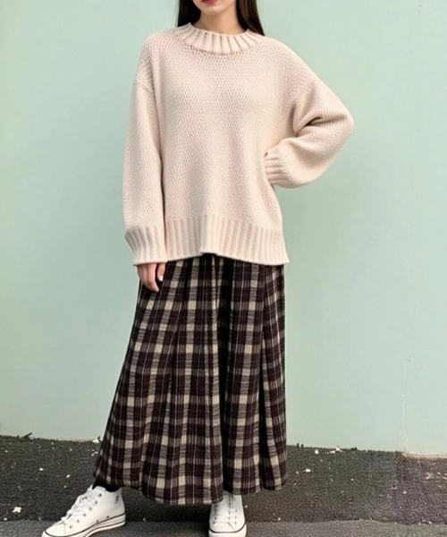 cammie(キャミー)の「チェックミモレ丈Aラインスカート(スカート・レディース・グレー/イエロー/グリーン・F)」の5枚目の写真