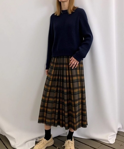cammie(キャミー)の「チェックミモレ丈Aラインスカート(スカート・レディース・グレー/イエロー/グリーン・F)」の14枚目の写真