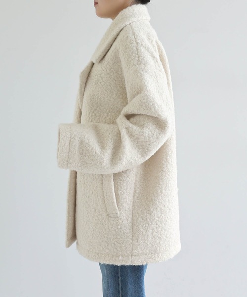 セール】シープ調ボアテーラードジャケットコート【無地/チェック