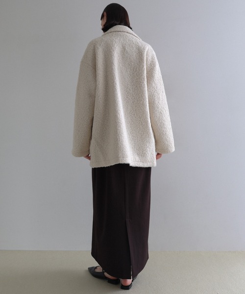 Freesia by andme(フリージアバイアンドミー)の「シープ調ボアテーラードジャケットコート【無地/チェック】(チェスターコート・レディース・ブラック/アイボリー/ブラウン系その他・M)」の17枚目の写真
