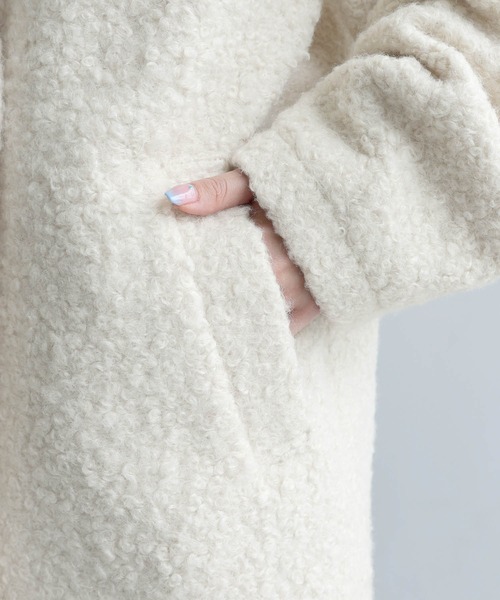 セール】シープ調ボアテーラードジャケットコート【無地/チェック