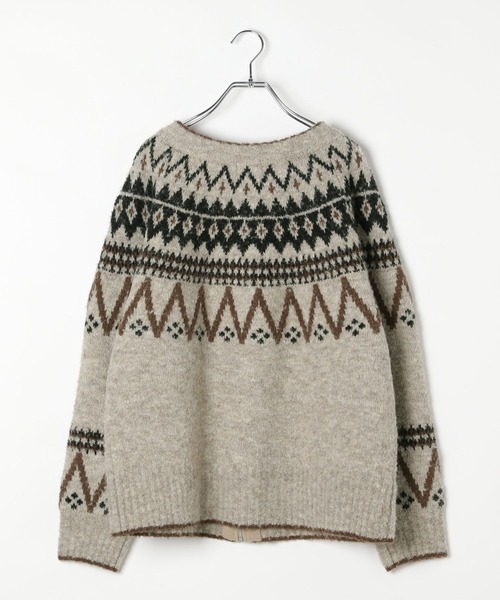 LEPSIM（レプシィム）の「5ゲージノルディック柄カーディガン　598100（カーディガン/ボレロ・レディース・オフホワイト/ベージュ・FREE）」の3枚目の写真