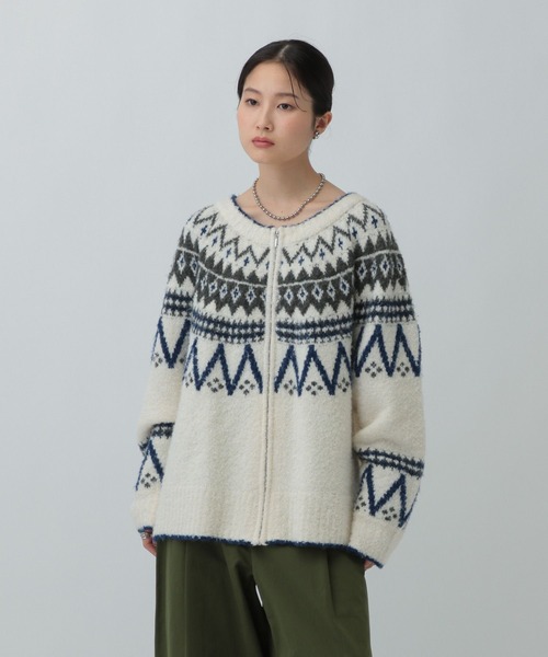 LEPSIM（レプシィム）の「5ゲージノルディック柄カーディガン　598100（カーディガン/ボレロ・レディース・オフホワイト/ベージュ・FREE）」の11枚目の写真