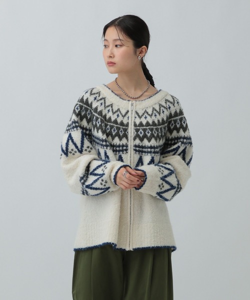 LEPSIM（レプシィム）の「5ゲージノルディック柄カーディガン　598100（カーディガン/ボレロ・レディース・オフホワイト/ベージュ・FREE）」の12枚目の写真