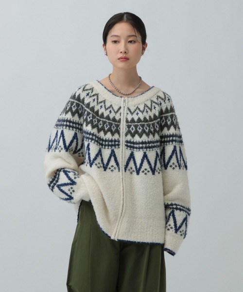 LEPSIM（レプシィム）の「5ゲージノルディック柄カーディガン　598100（カーディガン/ボレロ・レディース・オフホワイト/ベージュ・FREE）」の13枚目の写真