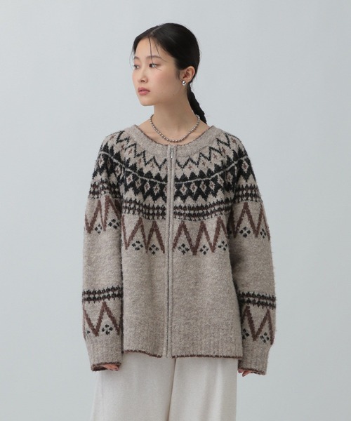 LEPSIM（レプシィム）の「5ゲージノルディック柄カーディガン　598100（カーディガン/ボレロ・レディース・オフホワイト/ベージュ・FREE）」の17枚目の写真