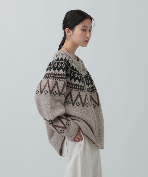 LEPSIM（レプシィム）の「5ゲージノルディック柄カーディガン　598100（カーディガン/ボレロ・レディース・オフホワイト/ベージュ・FREE）」の19枚目の写真