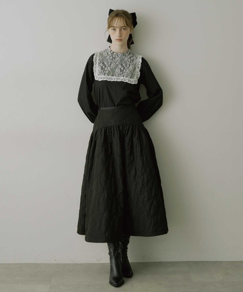 VIOLETTA（ヴィオレッタ）の「【HEIREN】リボンキルティングフレアスカート（スカート・レディース・ブラック/アイボリー・M/S）」の19枚目の写真