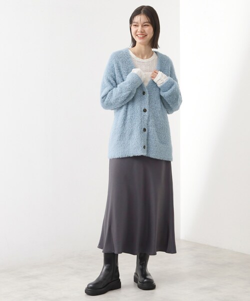 THE SHOP TK （ザ ショップ ティーケー ）の「【ふわふわあったか】フェザーカーディガン（カーディガン/ボレロ・レディース・アイボリー/ブルー/スミクロ/オレンジ・12/13）」の15枚目の写真