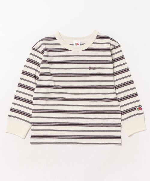 FRUIT OF THE LOOM(フルーツオブザルーム)の「【FRUIT OF THE LOOM】ボーダーロンT / キッズ / ユニセックス / カジュアル(Tシャツ/カットソー・キッズ・ブラウン/アイボリー/サックスブルー・130cm/150cm/110cm)」の1枚目の写真