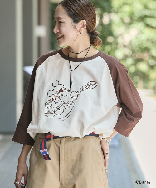 JOURNAL STANDARD（ジャーナルスタンダード）の「【一部店舗＋WEB限定】MICKEY /  JSラグランTEE（Tシャツ/カットソー・レディース・アイボリー/ブラウン・FREE）」の9枚目の写真