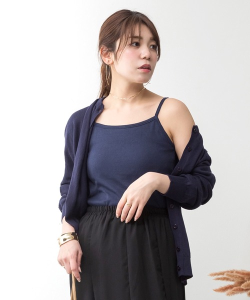 MARAI(マーライ)の「カップ付きコットンキャミソール(キャミソール・レディース・ネイビー/ホワイト/カーキ/ブラック/グレー/チャコールグレー/杢グレー・3L/4L/L/LL/M)」の7枚目の写真