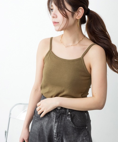 MARAI(マーライ)の「カップ付きコットンキャミソール(キャミソール・レディース・ネイビー/ホワイト/カーキ/ブラック/グレー/チャコールグレー/杢グレー・3L/4L/L/LL/M)」の6枚目の写真