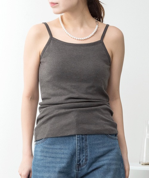 MARAI(マーライ)の「カップ付きコットンキャミソール(キャミソール・レディース・ネイビー/ホワイト/カーキ/ブラック/グレー/チャコールグレー/杢グレー・3L/4L/L/LL/M)」の3枚目の写真