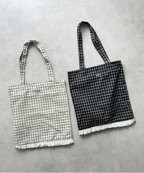 IMARI（イマリ）の「【 IMARI / イマリ 】 フリル チェック トートバッグ #（トートバッグ・レディース・ブラック/グレー/ピンク/ブルー/グリーン・FREE）」の7枚目の写真