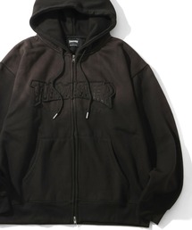 THRASHER | 【THRASHER/スラッシャー】裏起毛 ヴィンテージライクフェード加工 アップリケ刺繍 ダブルジップアップパーカー(パーカー)