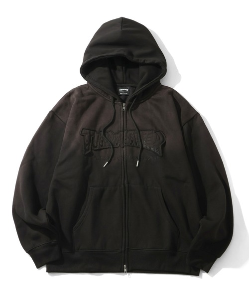 THRASHER（スラッシャー）の「【THRASHER/スラッシャー】裏起毛 ヴィンテージライクフェード加工 アップリケ刺繍 ダブルジップアップパーカー（パーカー・メンズ・ブラック/ブラウン/ピンク・M/L/XL）」の19枚目の写真