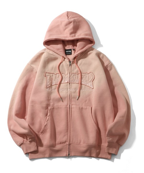 THRASHER（スラッシャー）の「【THRASHER/スラッシャー】裏起毛 ヴィンテージライクフェード加工 アップリケ刺繍 ダブルジップアップパーカー（パーカー・メンズ・ブラック/ブラウン/ピンク・M/L/XL）」の21枚目の写真