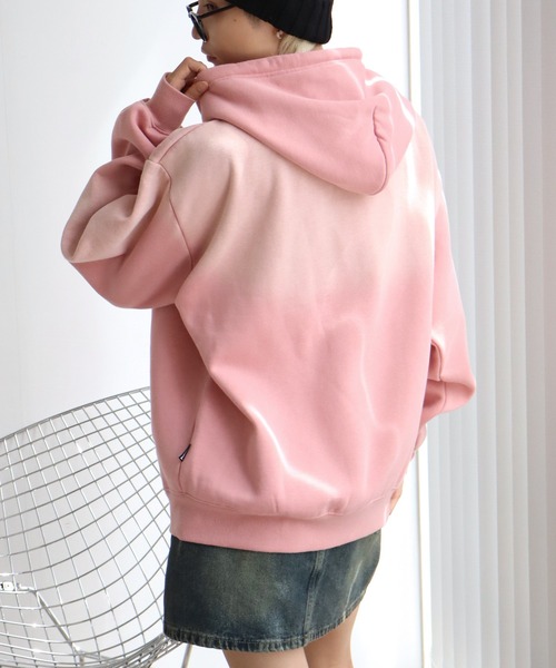 THRASHER（スラッシャー）の「【THRASHER/スラッシャー】裏起毛 ヴィンテージライクフェード加工 アップリケ刺繍 ダブルジップアップパーカー（パーカー・メンズ・ブラック/ブラウン/ピンク・M/L/XL）」の14枚目の写真