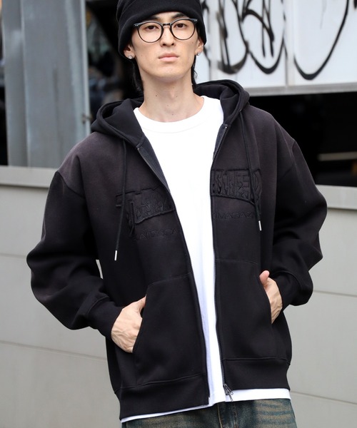 THRASHER（スラッシャー）の「【THRASHER/スラッシャー】裏起毛 ヴィンテージライクフェード加工 アップリケ刺繍 ダブルジップアップパーカー（パーカー・メンズ・ブラック/ブラウン/ピンク・M/L/XL）」の16枚目の写真