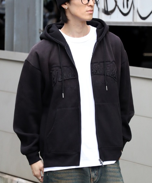 THRASHER（スラッシャー）の「【THRASHER/スラッシャー】裏起毛 ヴィンテージライクフェード加工 アップリケ刺繍 ダブルジップアップパーカー（パーカー・メンズ・ブラック/ブラウン/ピンク・M/L/XL）」の18枚目の写真