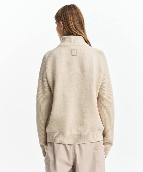 AIGLE（エーグル）の「ウールブレンド ハーフジップニットセーター（ニット/セーター・レディース・オフホワイト/ピンク/ダークネイビー・L/M/XS/S）」の7枚目の写真