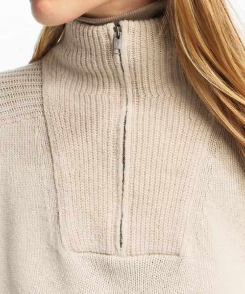 AIGLE（エーグル）の「ウールブレンド ハーフジップニットセーター（ニット/セーター・レディース・オフホワイト/ピンク/ダークネイビー・L/M/XS/S）」の8枚目の写真