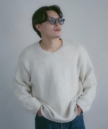 INTER FACTORY | 2/9号室（かおこ&ひろと） - V-neck cotton nep knit / Vネックコットンネップニット(ニット/セーター)