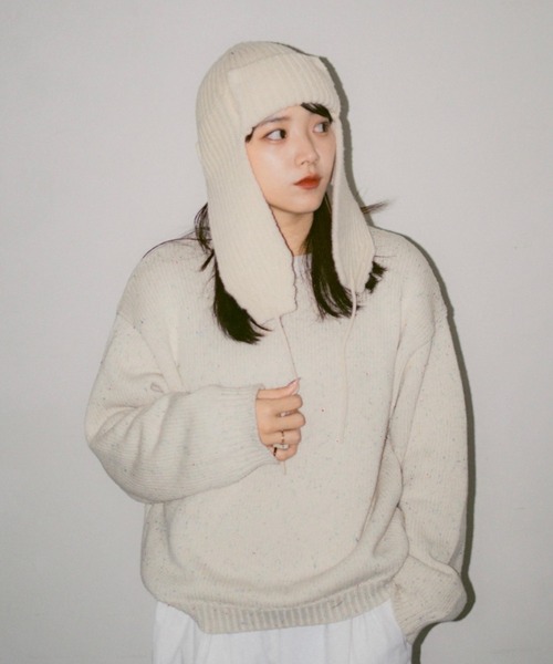 INTER FACTORY（インターファクトリー）の「2/9号室（かおこ&ひろと） - V-neck cotton nep knit / Vネックコットンネップニット（ニット/セーター・メンズ・ネイビー/アイボリー・MEDIUM/LARGE）」の20枚目の写真