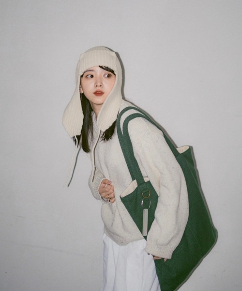 INTER FACTORY（インターファクトリー）の「2/9号室（かおこ&ひろと） - V-neck cotton nep knit / Vネックコットンネップニット（ニット/セーター・メンズ・ネイビー/アイボリー・MEDIUM/LARGE）」の14枚目の写真