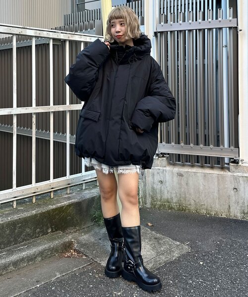 CIAOPANIC（チャオパニック）の「中綿フードハッピージャケット（ブルゾン・レディース・ブルー/カーキ/グレー/ブラック/チャコールグレー・MEDIUM/LARGE）」の12枚目の写真