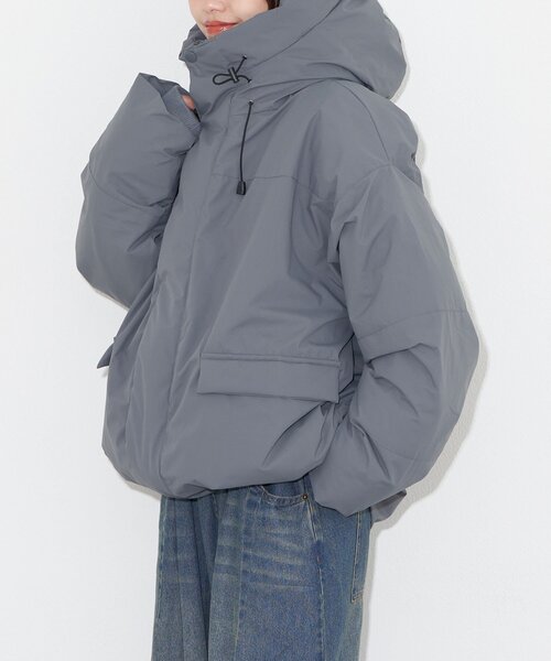 新品未使用　チャオパニック　ハーフフードハッピージャケット　グレー　M セール】中綿フードハッピージャケット（ブルゾン）｜CIAOPANIC