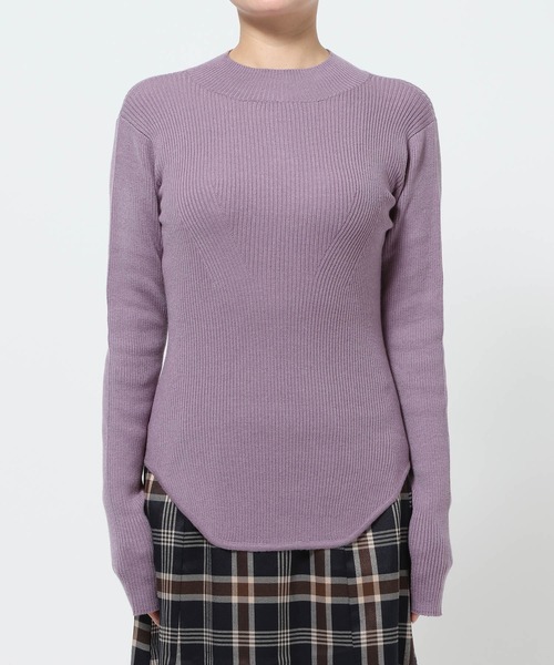 mysty woman(ミスティウーマン)の「2WAYシルク混リブニット 587461(ニット/セーター・レディース・パープル/アイボリー/ブラック・FREE)」の7枚目の写真