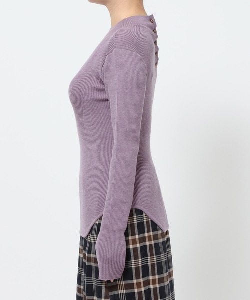 mysty woman(ミスティウーマン)の「2WAYシルク混リブニット 587461(ニット/セーター・レディース・パープル/アイボリー/ブラック・FREE)」の8枚目の写真