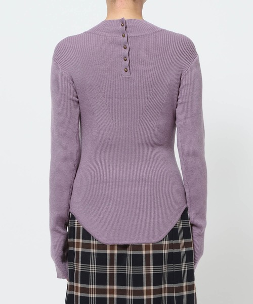 mysty woman(ミスティウーマン)の「2WAYシルク混リブニット 587461(ニット/セーター・レディース・パープル/アイボリー/ブラック・FREE)」の9枚目の写真